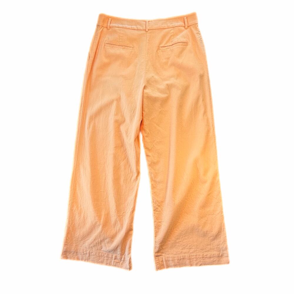 LOFT The Peyton Pastel Orange Cotton Linen High Rise Wide Leg Trouser Pants - Picture 4 of 9